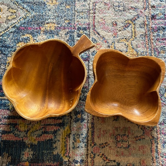 2 Vintage Monkey Pod Boho Wood Bowls - Picture 2 of 12